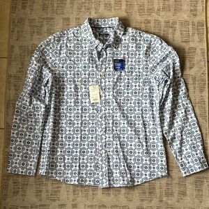 Apt. 9 Men's White and Blue Geometric Shirt